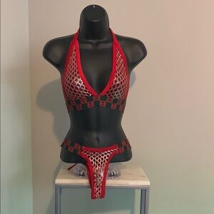 DC Red Mesh Bikini Set